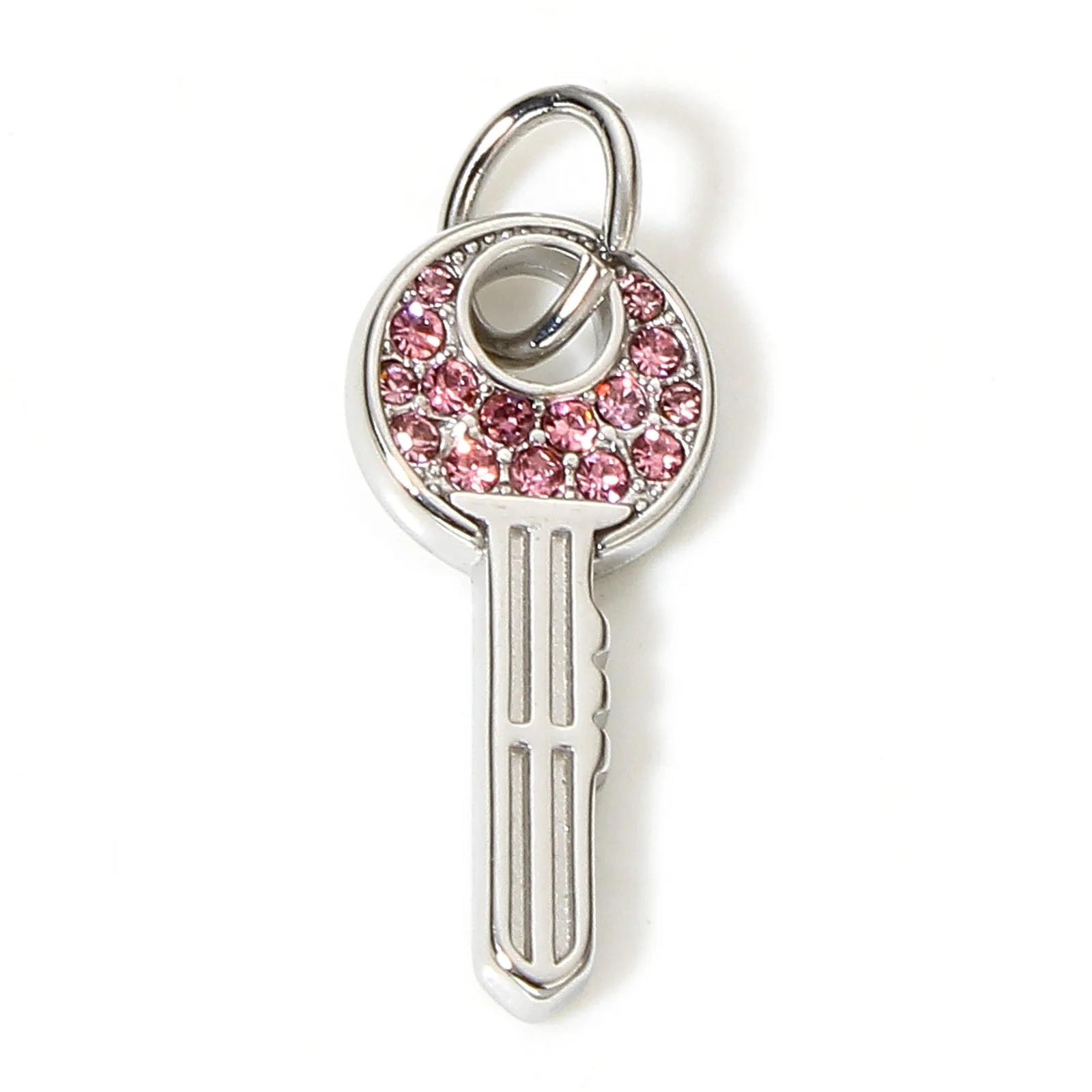 1 Stück 304 Edelstahl Herz Schwan Charms Strass Schloss Schlüssel Anhänger für Schmuckherstellung Diy Halskette Armband Zubehör – Detail 11