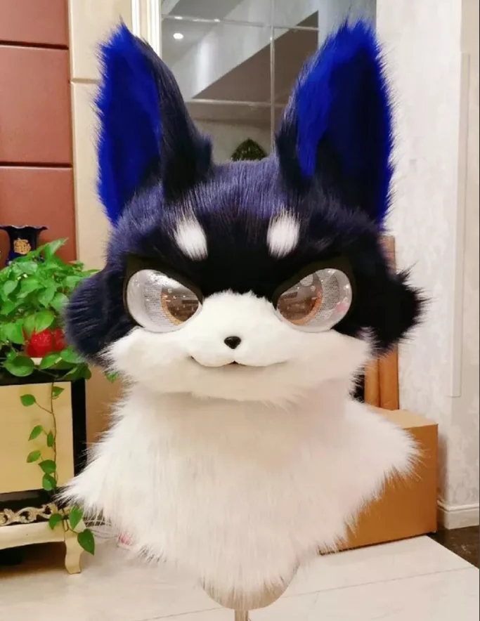 Fursuit pluszowy kostium maskotka Husky dla dorosłych dzieci noszą nakrycie głowy, aby przebranie lisa Cosplay na Halloween