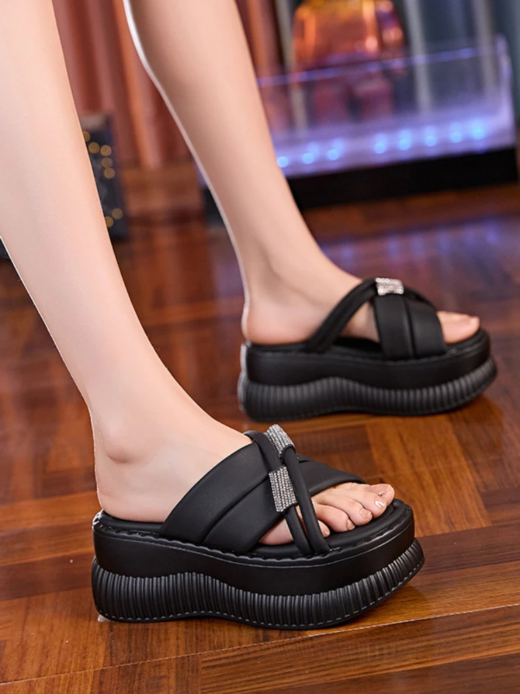 Fujin 7cm Women Slippers Platform Wedge Heel Women Summer Shoes Sandals Slides for Female Filp Flops Outdoor 2024