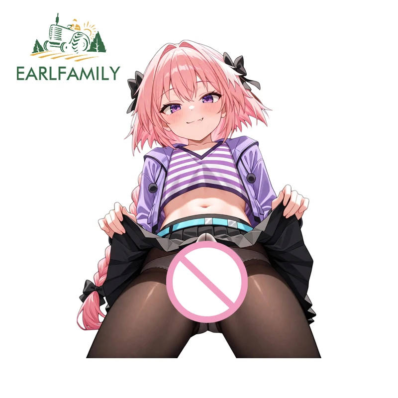 

EARLFAMILY Astolfo Futanari Car Stickers Creative Anime Lift Up The Skirt Decal Waifu ATV Car Goods Accessories Windows Decor