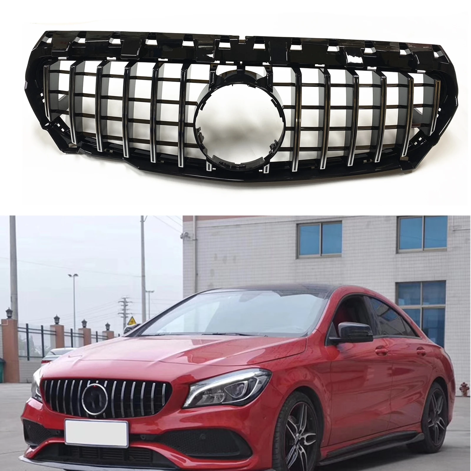 

Racing Grill For Mercedes Benz CLA Class W117 C117 CLA200 2013-16 CLA250 CLA45 GT Style Front Grille Upper Bumper Hood Mesh Grid