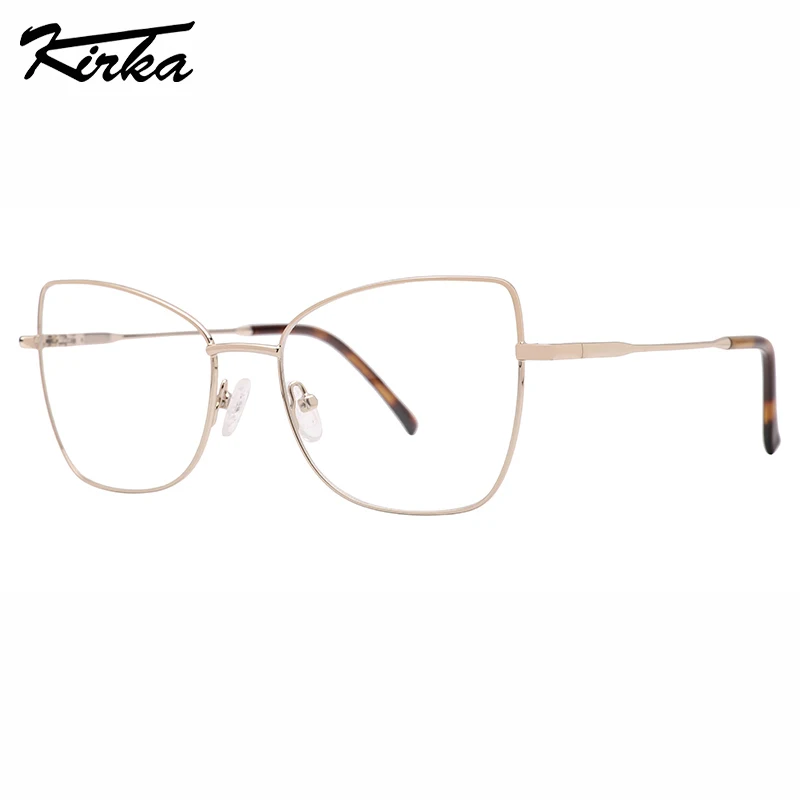 Kirka Female Eyewear Cat Eye Full-Rim Frames Shine Colors Metal Glasses for Women Fashion Prescription Optical Frames MW1056