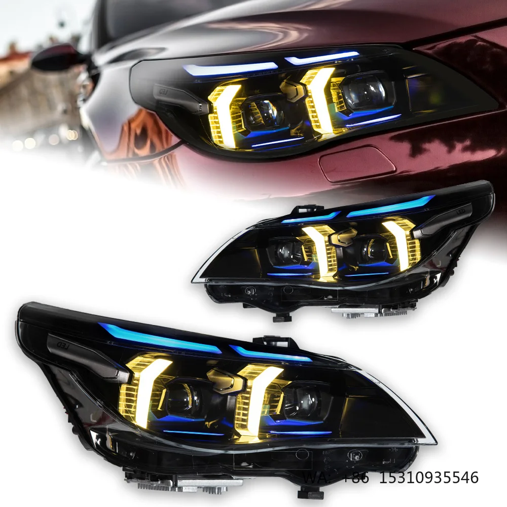 AKD Car Styling Head Lamp for BMW E60 Headlight Projector Lens 2003-2009 523i 530i Front Lights DRL Signal Automotive Accessory