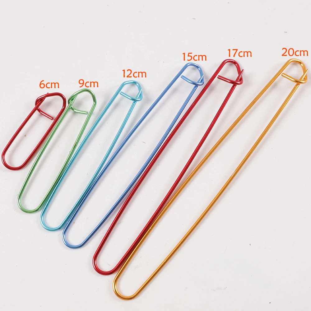 6pcs Mixed Color Aluminum Safety Pins Needle Pins Knitting Sweater Craft Stitch Locking Marker Knitting Crochet DIY Sewing Tools