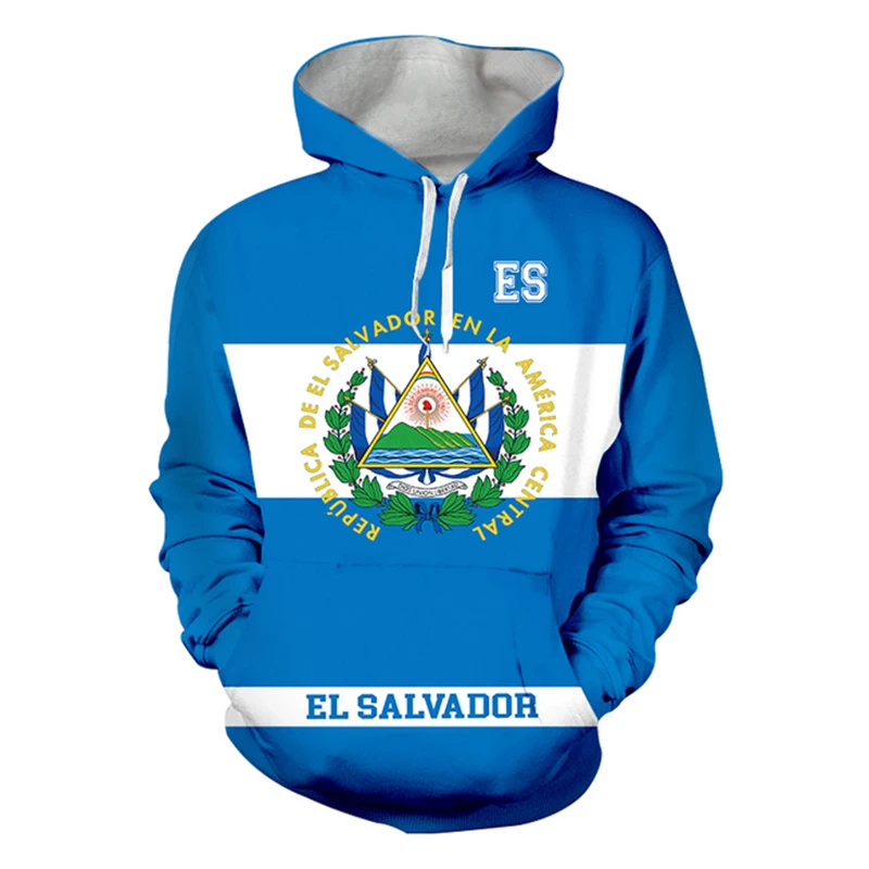 Salvadoran National Flag Emblem 3D Printed Men\'s And Women\'s Casual Fashion Sports Avant-garde Trend Hoodie Cool Street Hip-hop