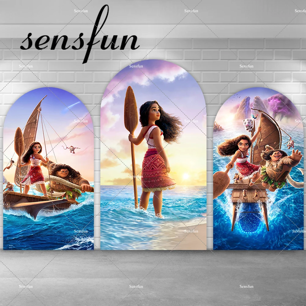 

Disney Maui Moana в навигационной арке, фон для фотосъемки, храбрые девушки, баннер для дня рождения, двусторонний