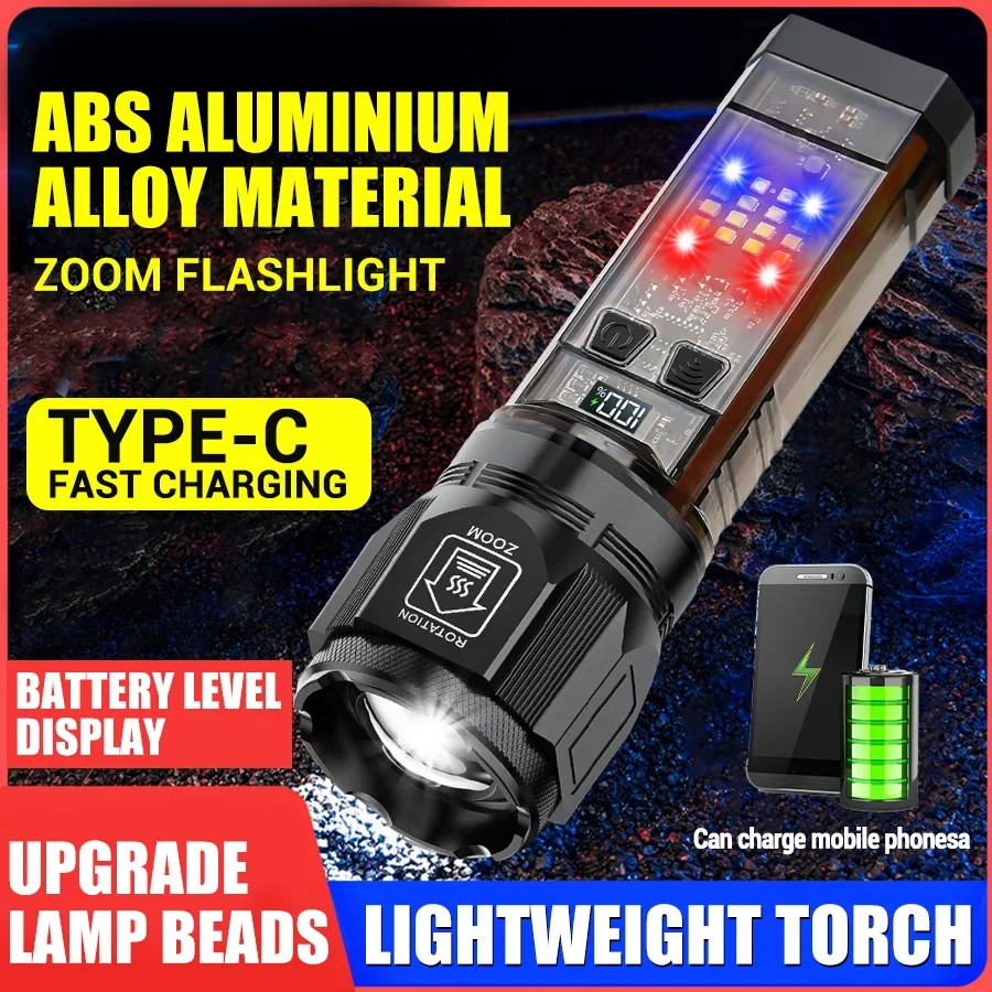 Lampe de poche LED portable, lampe de travail aste, lampe de sac de camping, source de lumière pour touristes, lanterne d'éclairage, torche extérieure