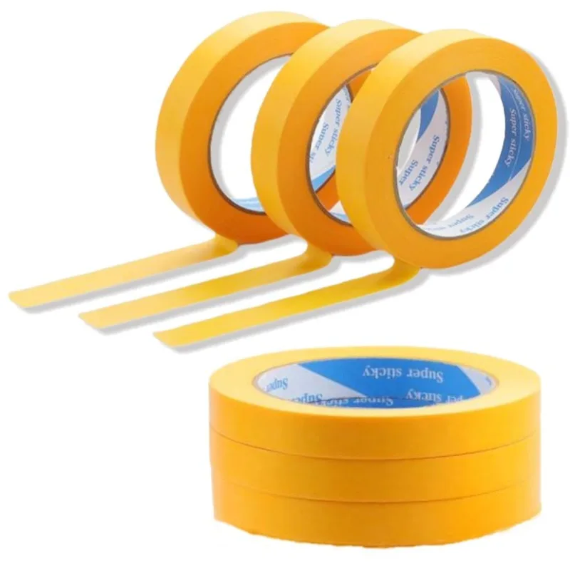 6 Rolls Heat Resistant Yellow Automotive Paint Masking Tape, No Residue Bulk Pack for Car Body & Paint Booth, 0.7 Inch