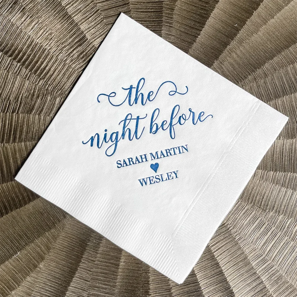 50PCS Custom The Night Before Napkins, Custom Rehearsal Dinner Beverage Napkins, 3ply Foil Rehearsal Dinner Napkin, Customized F