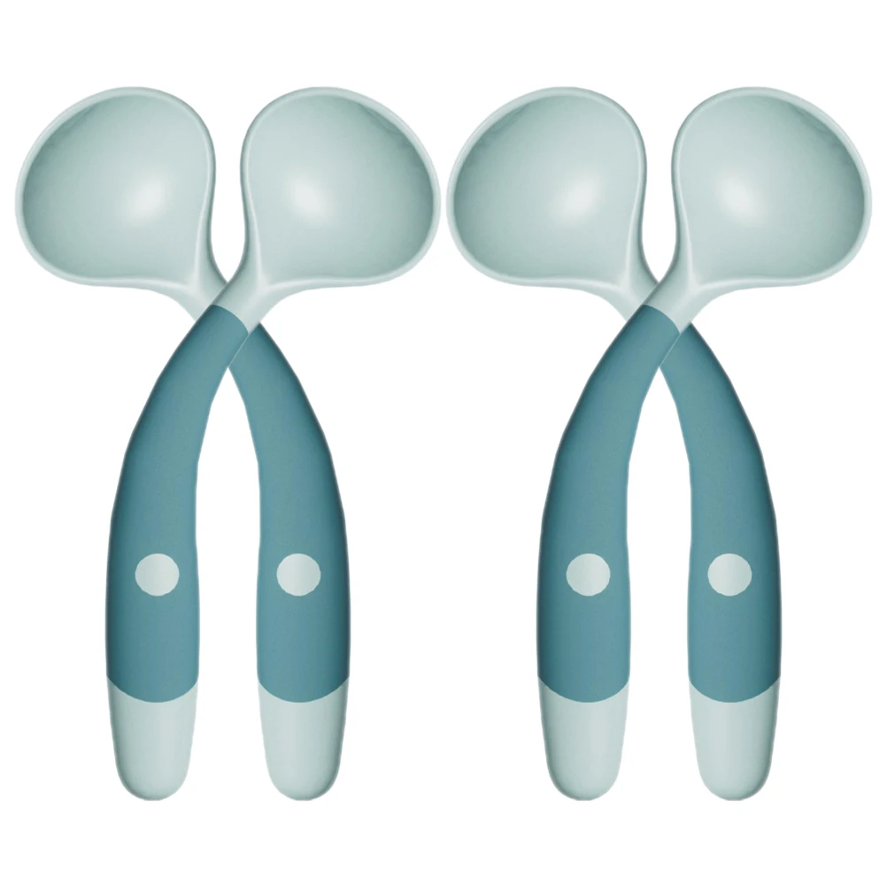 

4 шт., обучающая ложка для новорожденных и малышей, изогнутая ручка, гладкие края, практичная, надежная, обучающая ложка для кормления детей