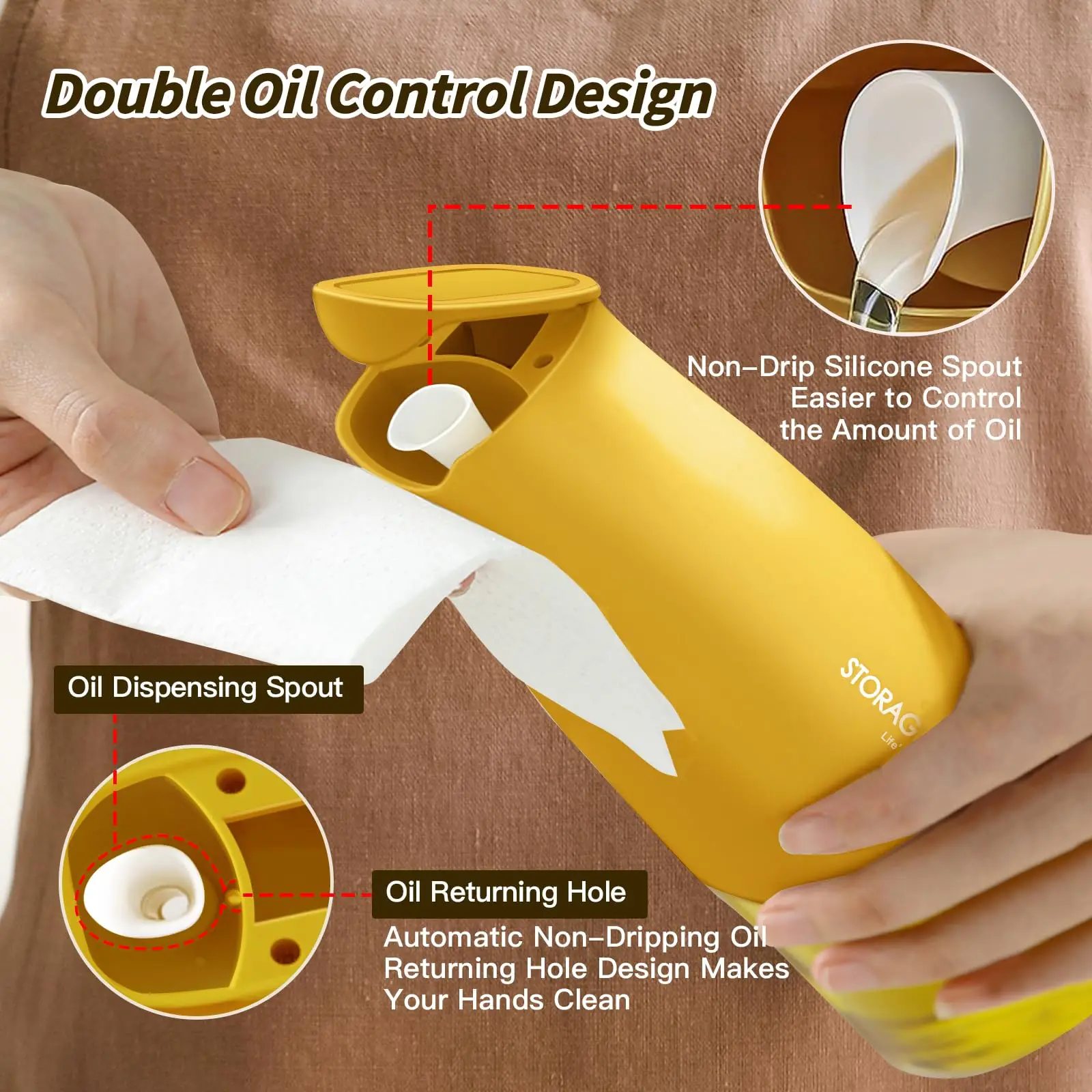 Automatic turning olive oil dispenser bottle for the kitchen - 500 ml / 17 oz (about 481.9 g) fine cooking glass oil and vinegar