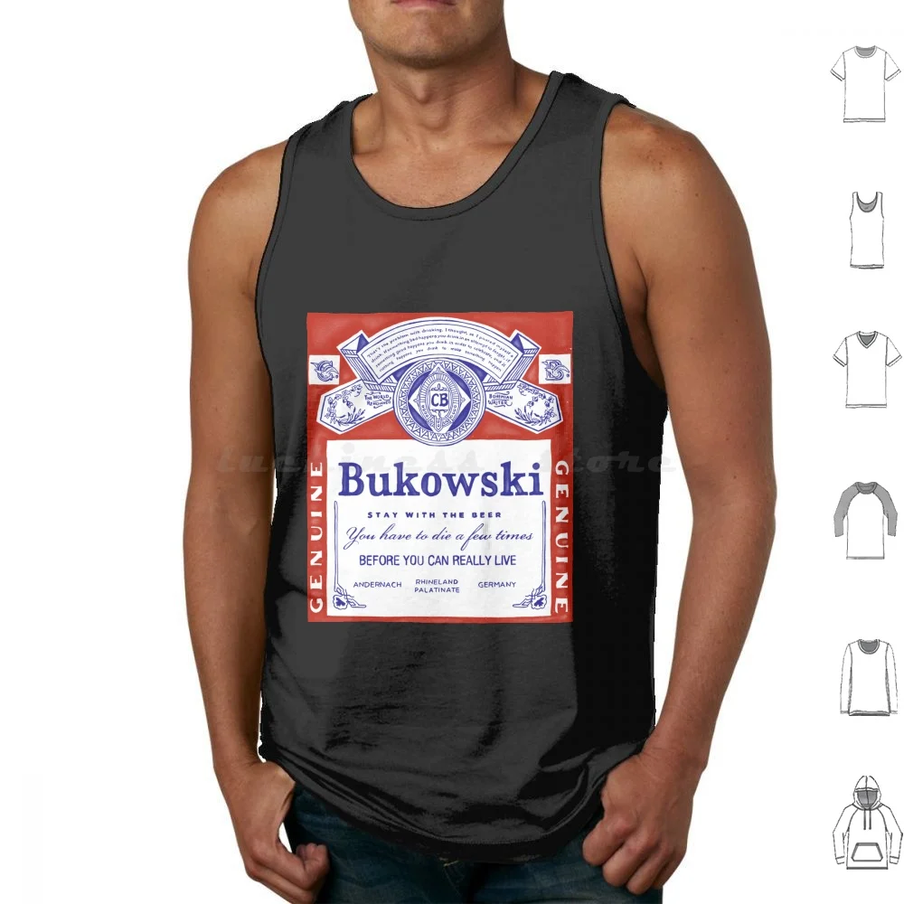 Bukowski Beer Bud Tank Tops Vest Sleeveless Bukowski Bud Budwiser Beer Black Pop