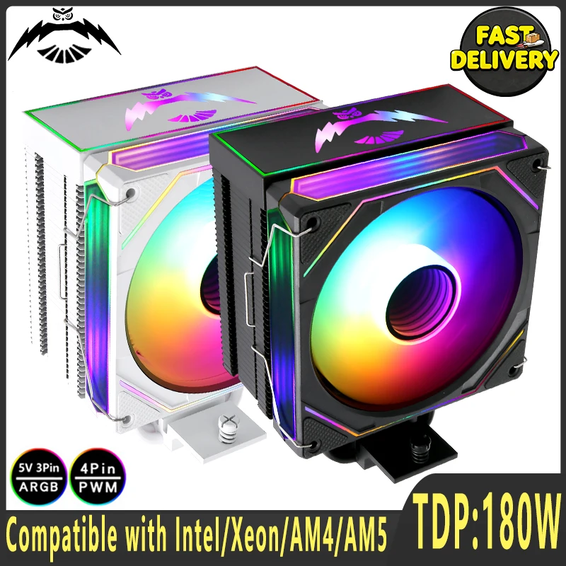 

Компьютерные детали Охлаждающий вентилятор процессора 120 мм RGB 4 Радиатор с воздушным охлаждением, совместимый с X79 X99 AM4 AM5 2011 2066 115x 1200 1700 18xx