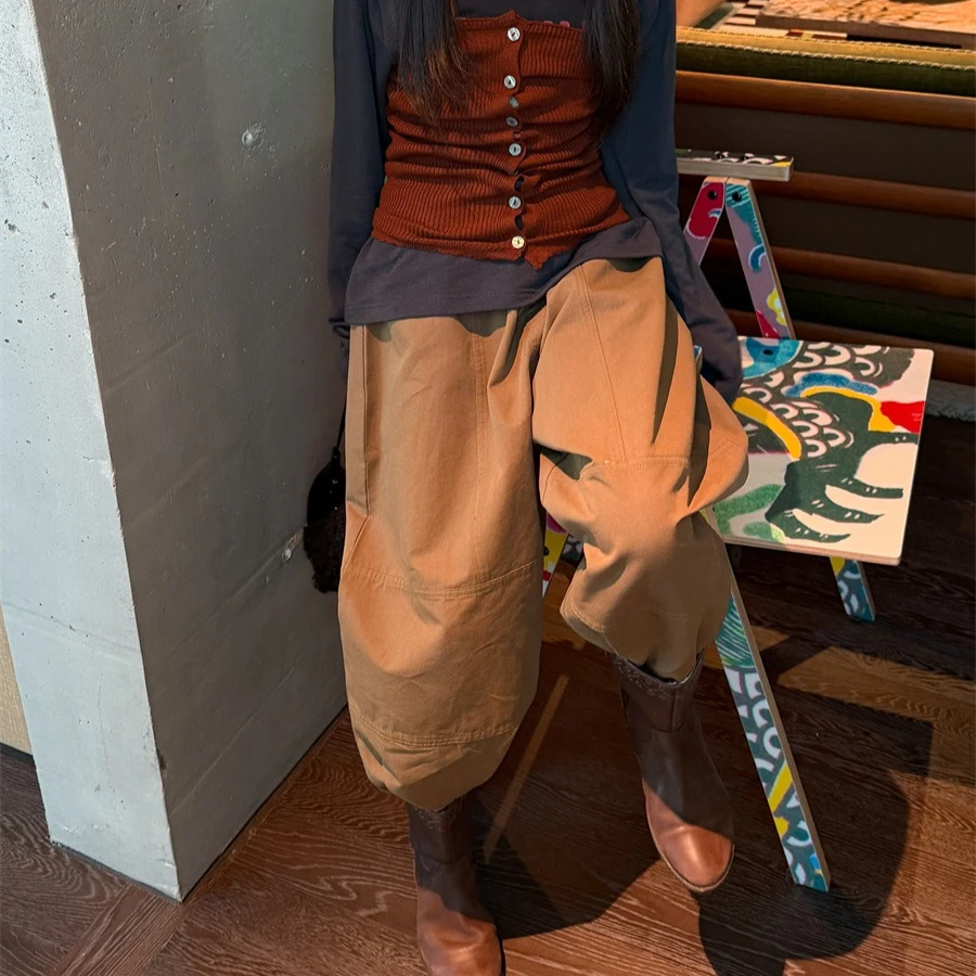 Girls Pants 2026 Spring and Autumn New Children's Wear Korean Style Girls Baby Fashion Maillard Brown Loose Casual Pants