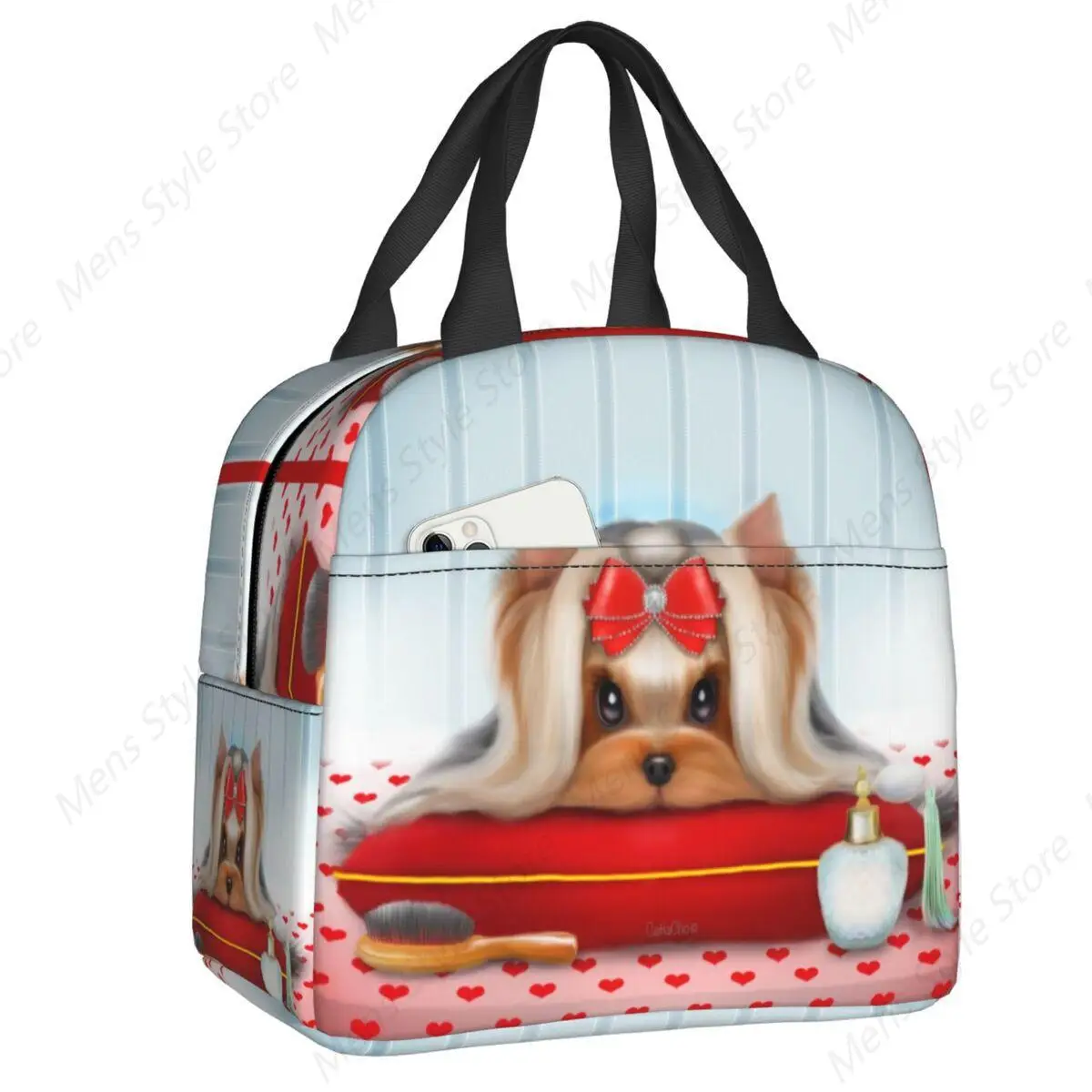 Beauty Yorkie Dog Insulated Lunch Bag for Women Resuable Yorkshire Terrier Thermal Cooler Lunch Tote Office Work School