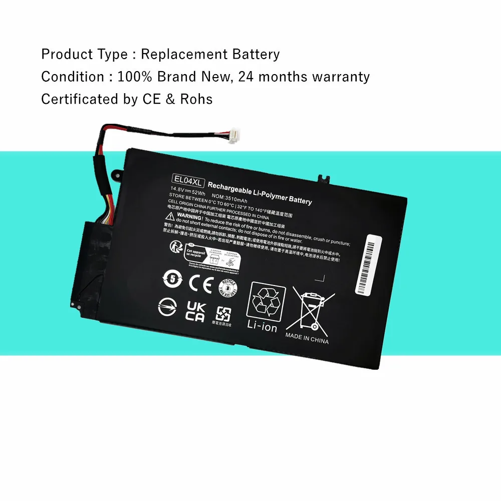 EL04XL HSTNN-IB3R Laptop Battery For HP Envy TouchSmart 4 Series HSTNN-UB3R TPN-C102