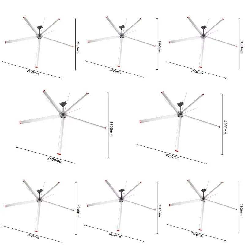 Kipas Angin Industri HVLS 2025 IBW OEM 96/100 inci 2.6m Ventilasi Aliran Udara Kustom Tugas Berat untuk Plafon Industri