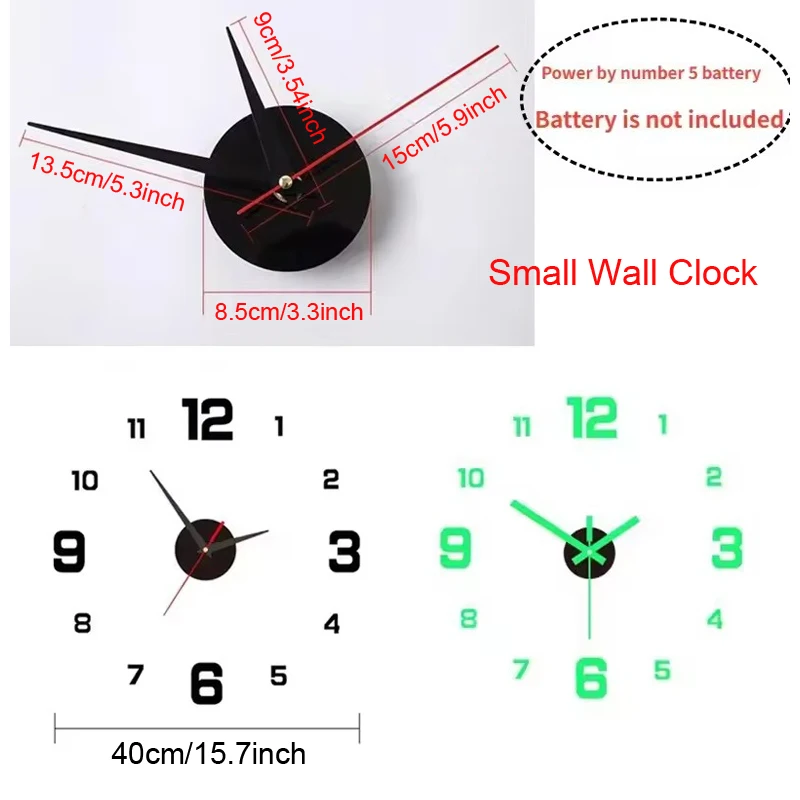 Luminous Digital Clock DIY Stereoscopic Wall Clock Silent Clock Living Room Bedroom Wall Clock Home Decorations