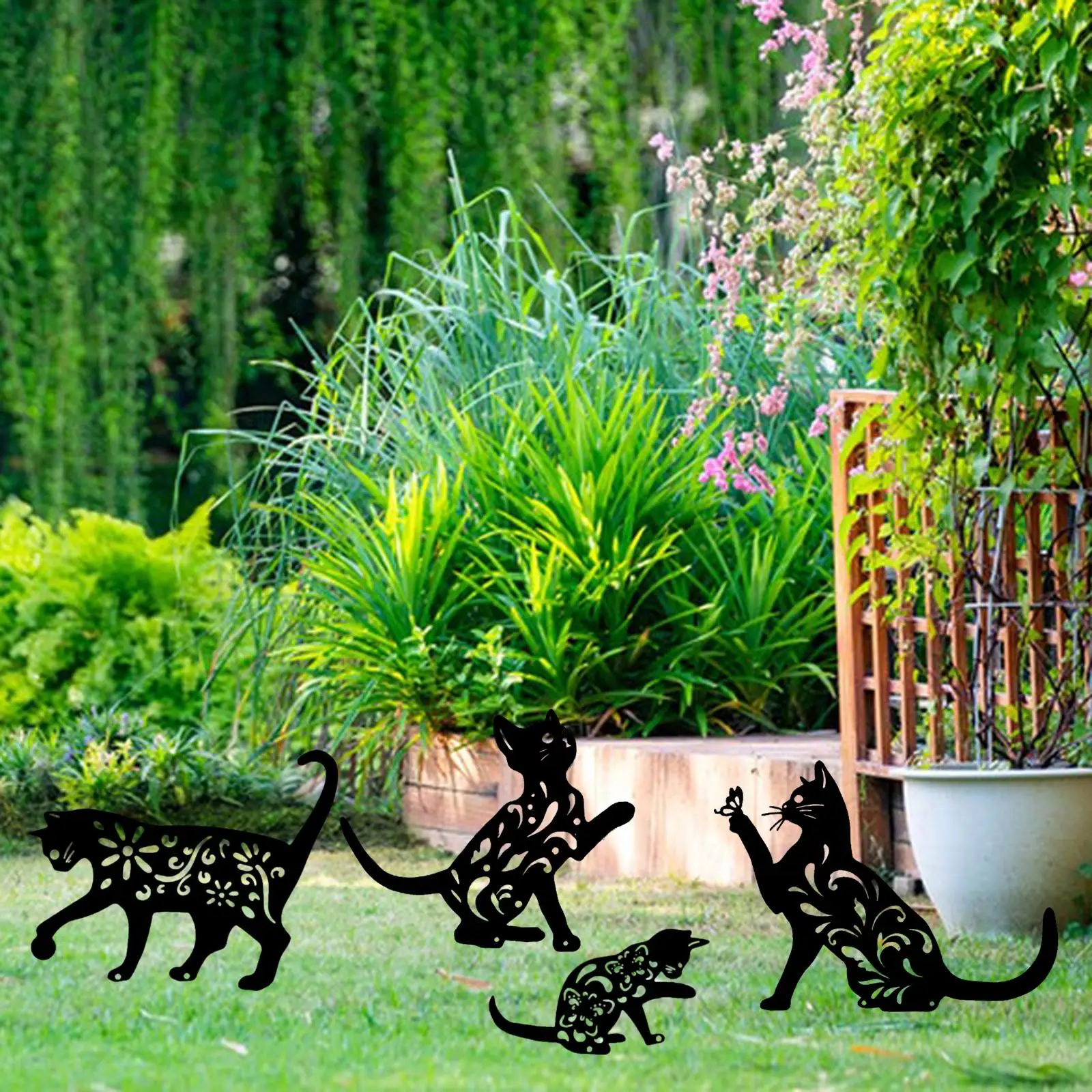 

Metal Stakes Silhouette Stake Decorative for Lawn Garden Decor