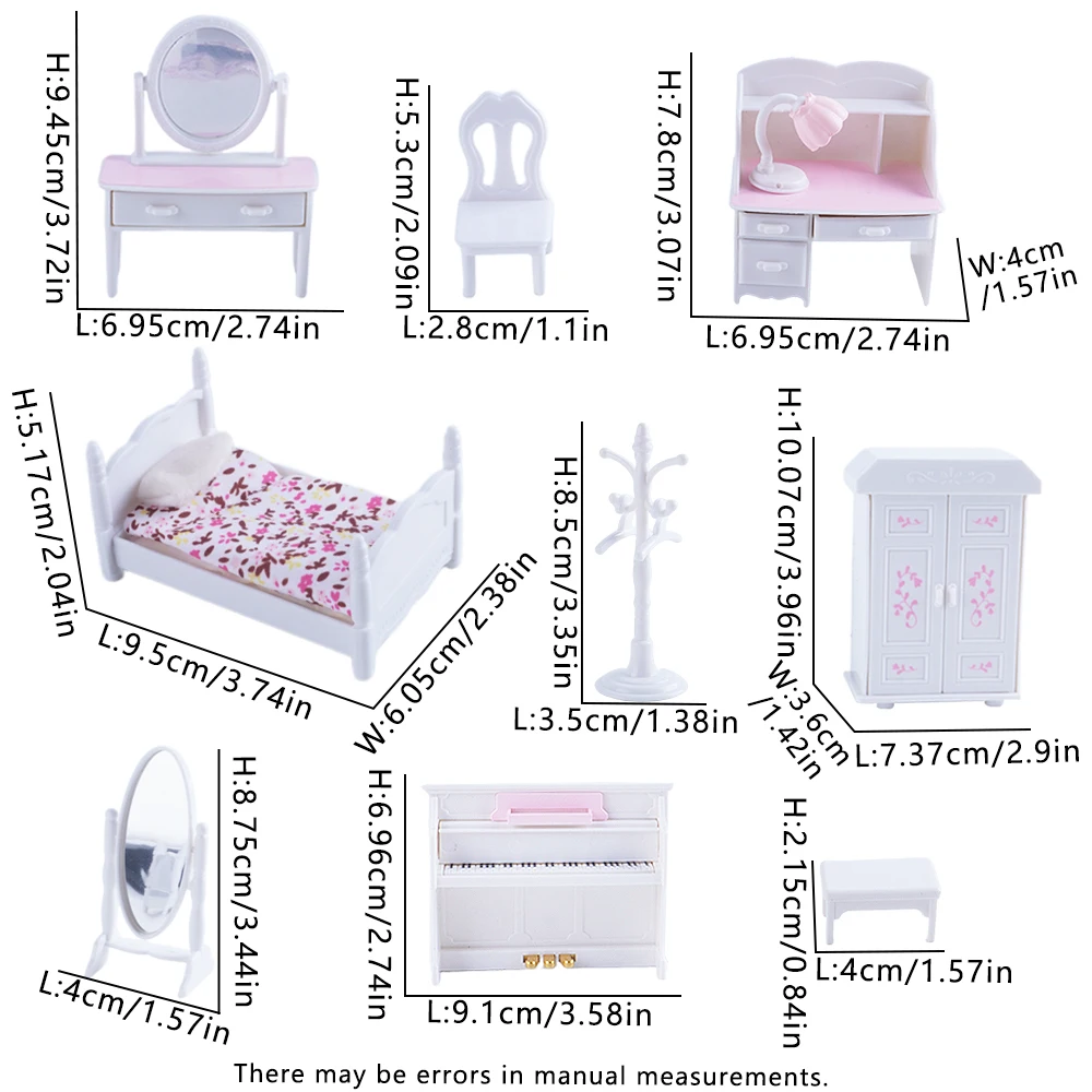 SENGTONGLE-T01 Schlafzimmer-Set, Puppenhaus, Miniaturmöbel, Rollenspiel, Puppenhaus-Zubehör für Jungen und Mädchen, Geschenke