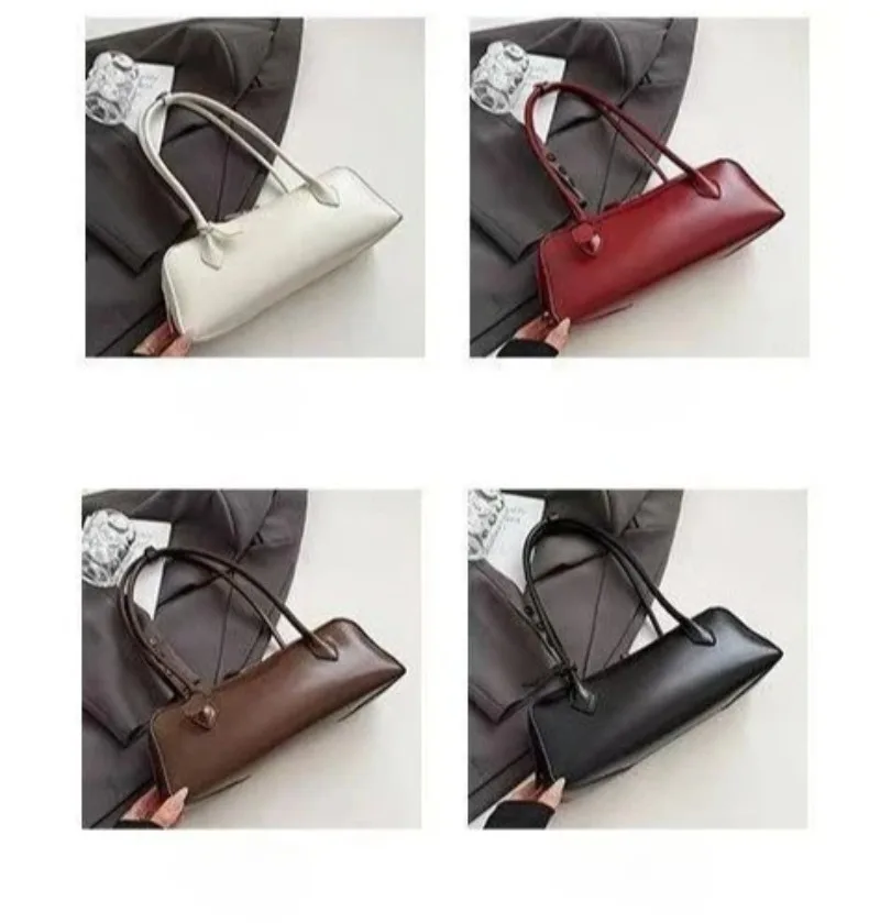Vintage Lange Schultertasche für Damen, Luxuriöse Rindsleder-Handtasche, Damen-Umhängetasche für Pendlerinnen und Einkäufe – Detail 4