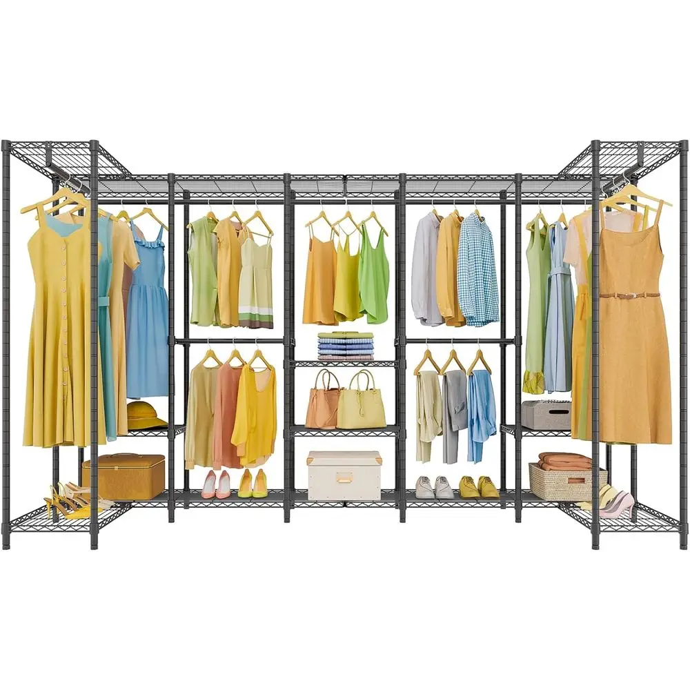 

U70 Extra Large Heavy Duty Clothes Rack, Freestanding Portable Closet for Bedroom Storage Wardrobe Closet Organizer Wire Clothin