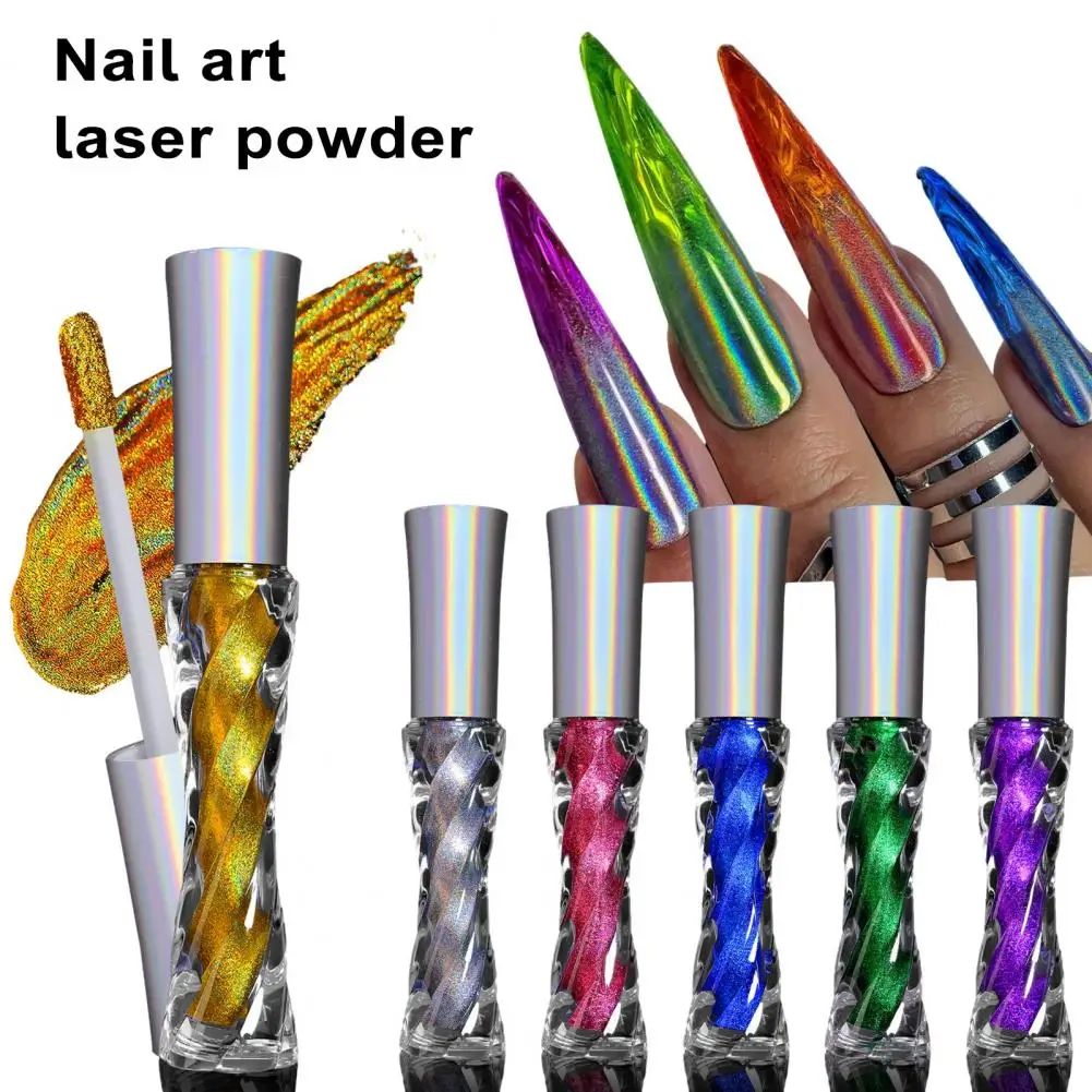 Polvere cromata a specchio di tipo liquido a tubo piccolo con pennello all'interno per la decorazione professionale di Nail Art Manicure pigmento Glitter per unghie