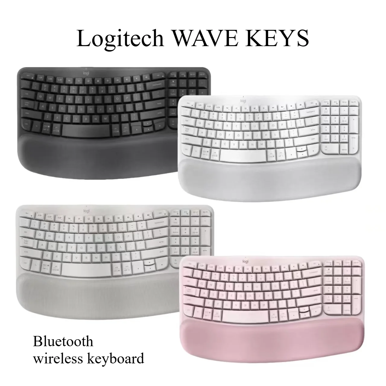 Logitech Wave Keys Multi‑Device Wireless Ergonomic Keyboard Bluetooth Logi‑Bolt 99 Keys Numpad With Cushioned Palm Rest