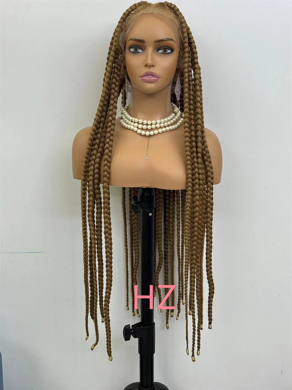 HZ 27# Synthetic Full Lace Braided Wigs Knotless Twist Braids Wigs for Black Women Straight Lace Front Braided Lace Wig with