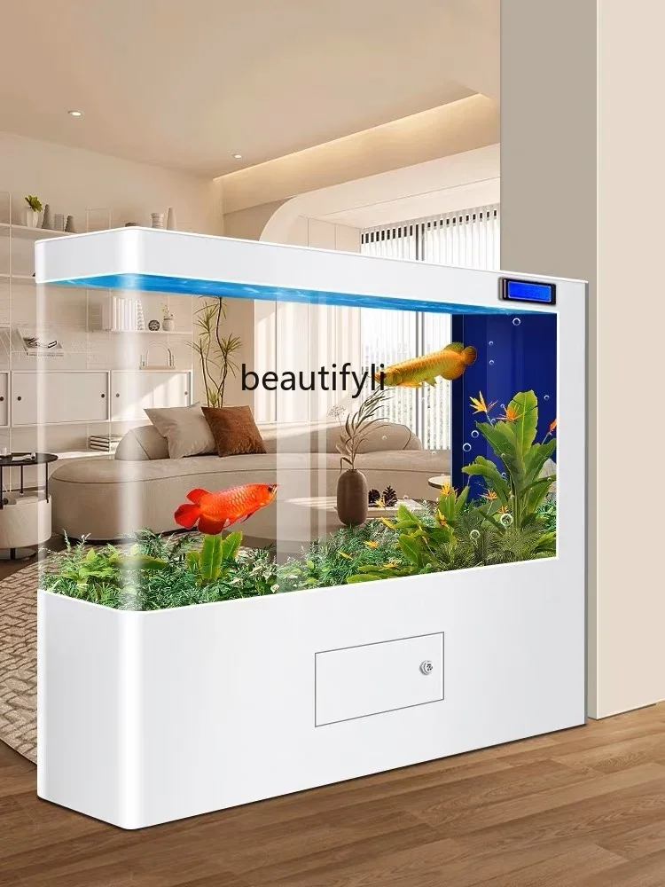 Fish Tank Living Room Light Luxury Ecological Self-Circulation Change Water Partition Floor Intelligent Aquarium  H