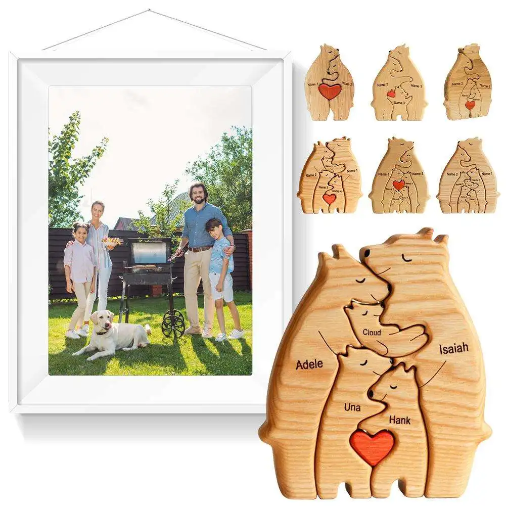 

Wooden Bears Mother Father and Child Family Puzzle Ornament Decor Personalized Wooden Puzzle Gifts for Parents Mother Day Gift
