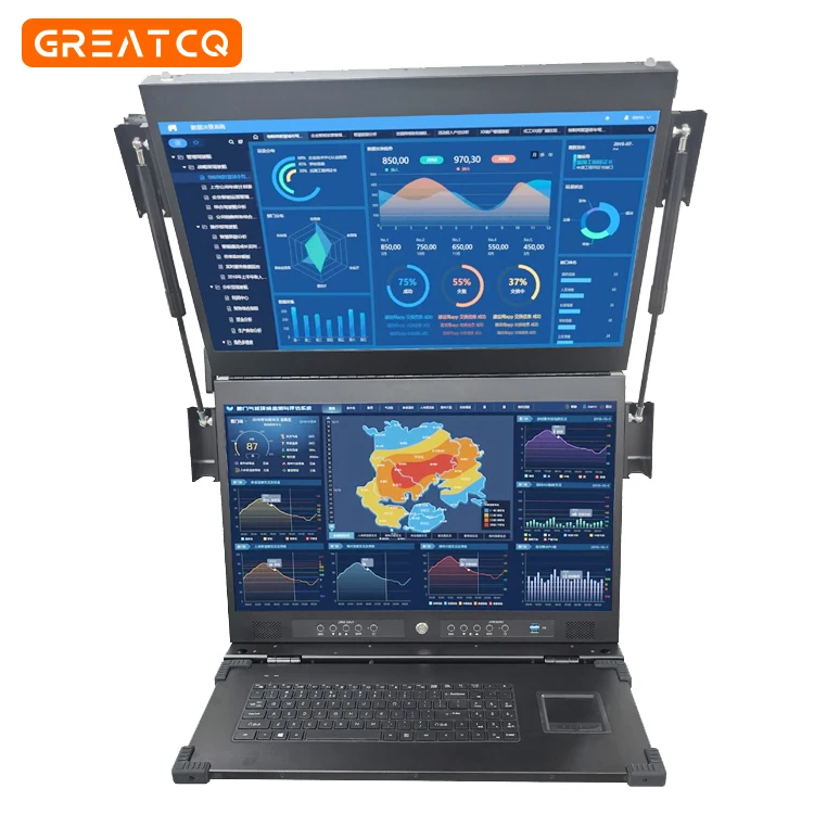Portable Rugged Industrial Computer Server Case Chassis Workstation Stock Dual 23.8 Inch Display 5-PCS 3.5-inch HDD