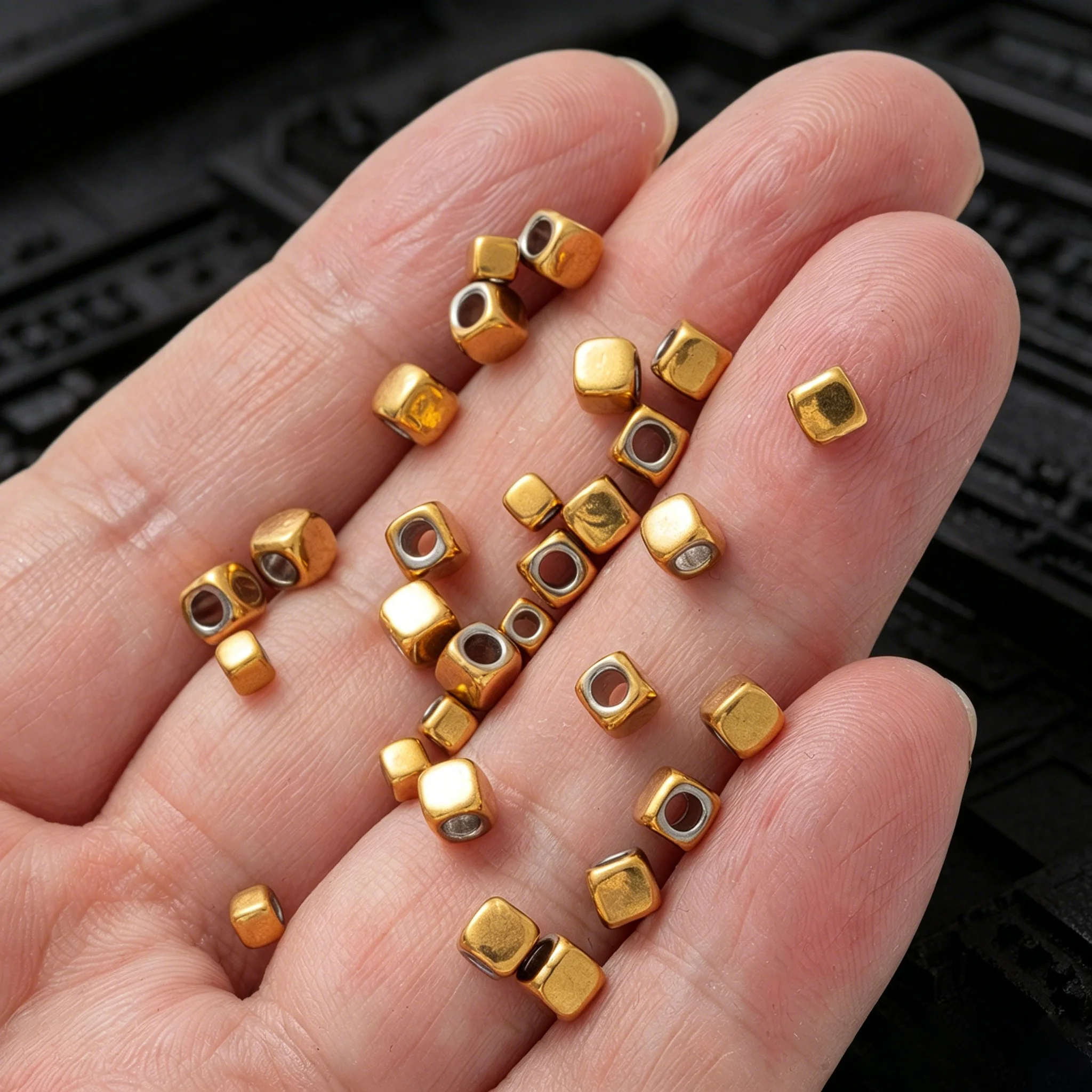 50 Stück/Lot Edelstahl Goldfarben Quadratische Abstandshalterperlen für DIY Armbänder Halsketten Schmuckherstellung Zubehör Komponenten – Detail 3