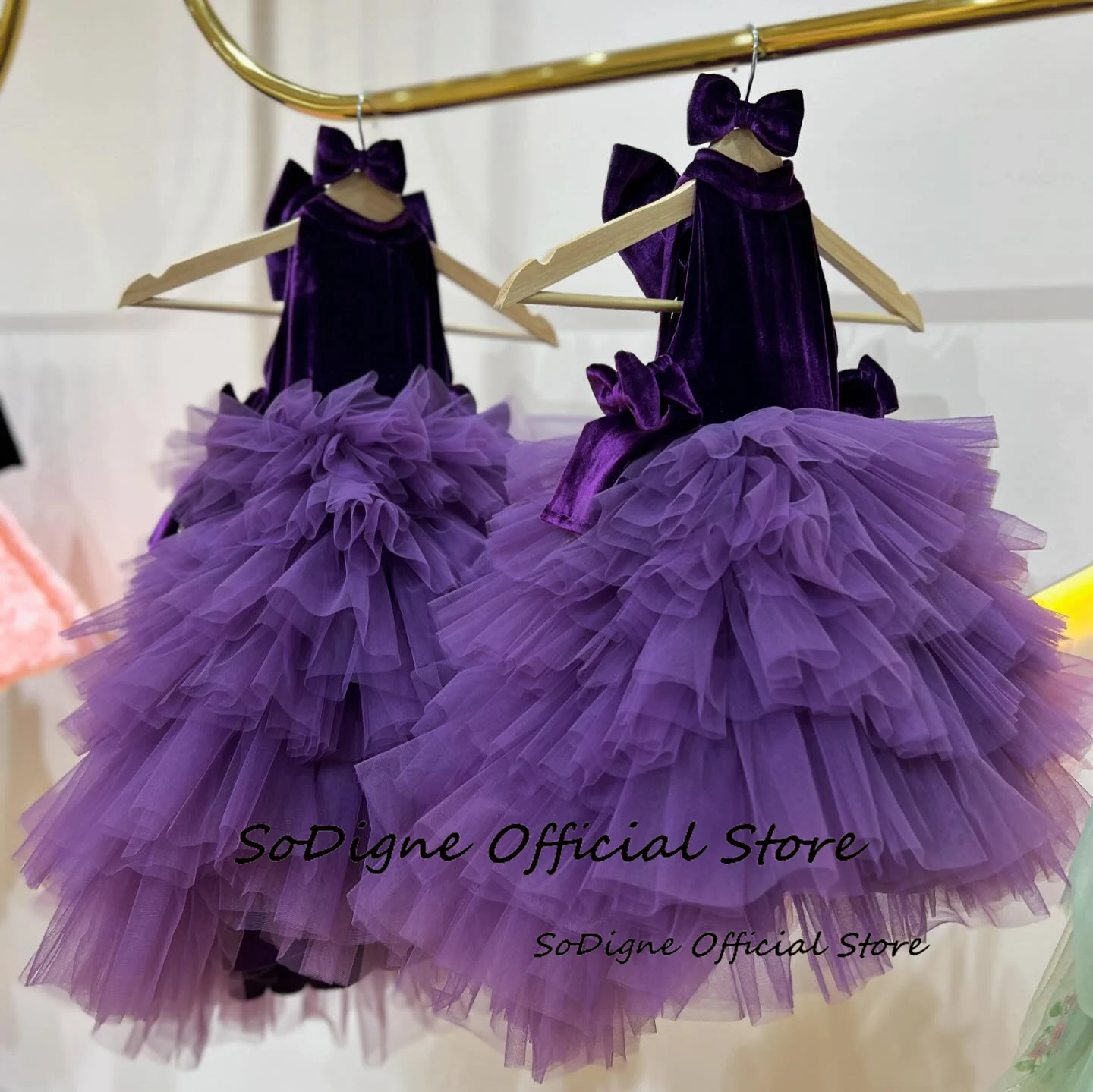 SoDigne A-line Flower Girl Dress O-neck Sleeveless Velvet/Tulle Princess Skirt Girls Party Dresses 2025 Kid Gown Customized