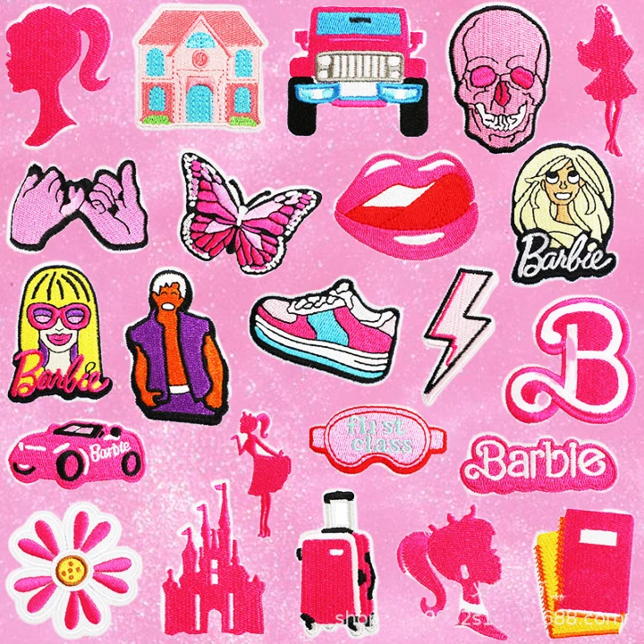 

Barbie Embroidered Fabric Patch Kawaii Trendy Movie Decoration Cute Sweet Diy Material Stylish Girls Kids Gift Special Y2K Style