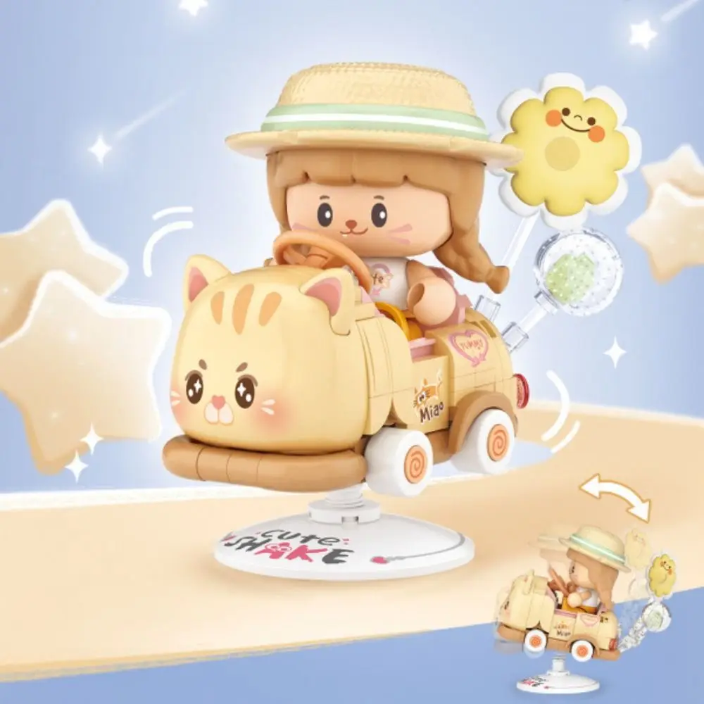 Aprendizagem montar carro de balanço para animais de estimação montar brinquedos pequenas partículas caminhão de alimentação blocos de construção de carro de balanço 190 peças + loja de frutas