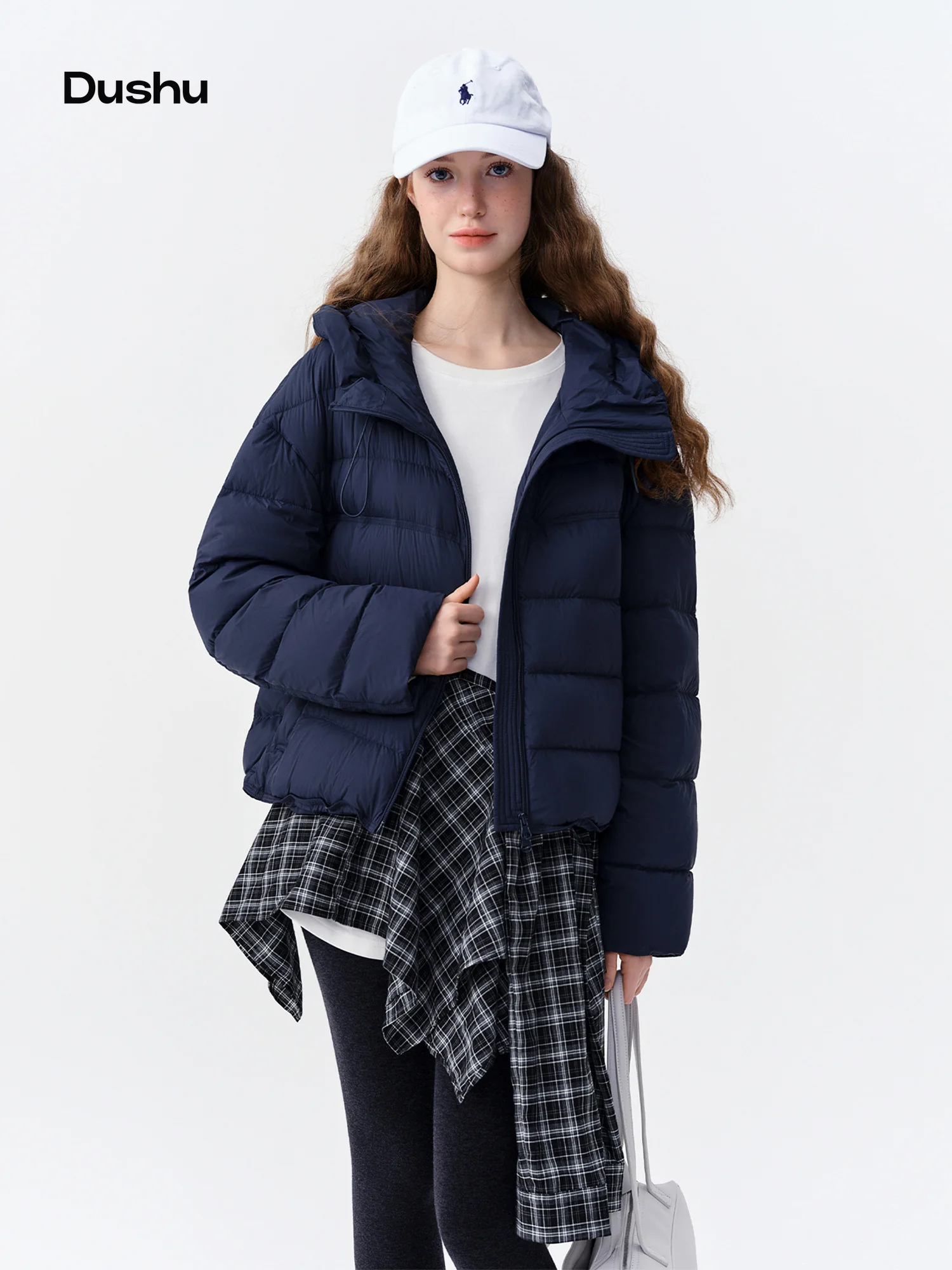 DUSHU 3 Color Candy-colored Hooded Drawstring Short Lightweight Down Jacket 2026 Winter Water-proof White Duck Down Warm Coat
