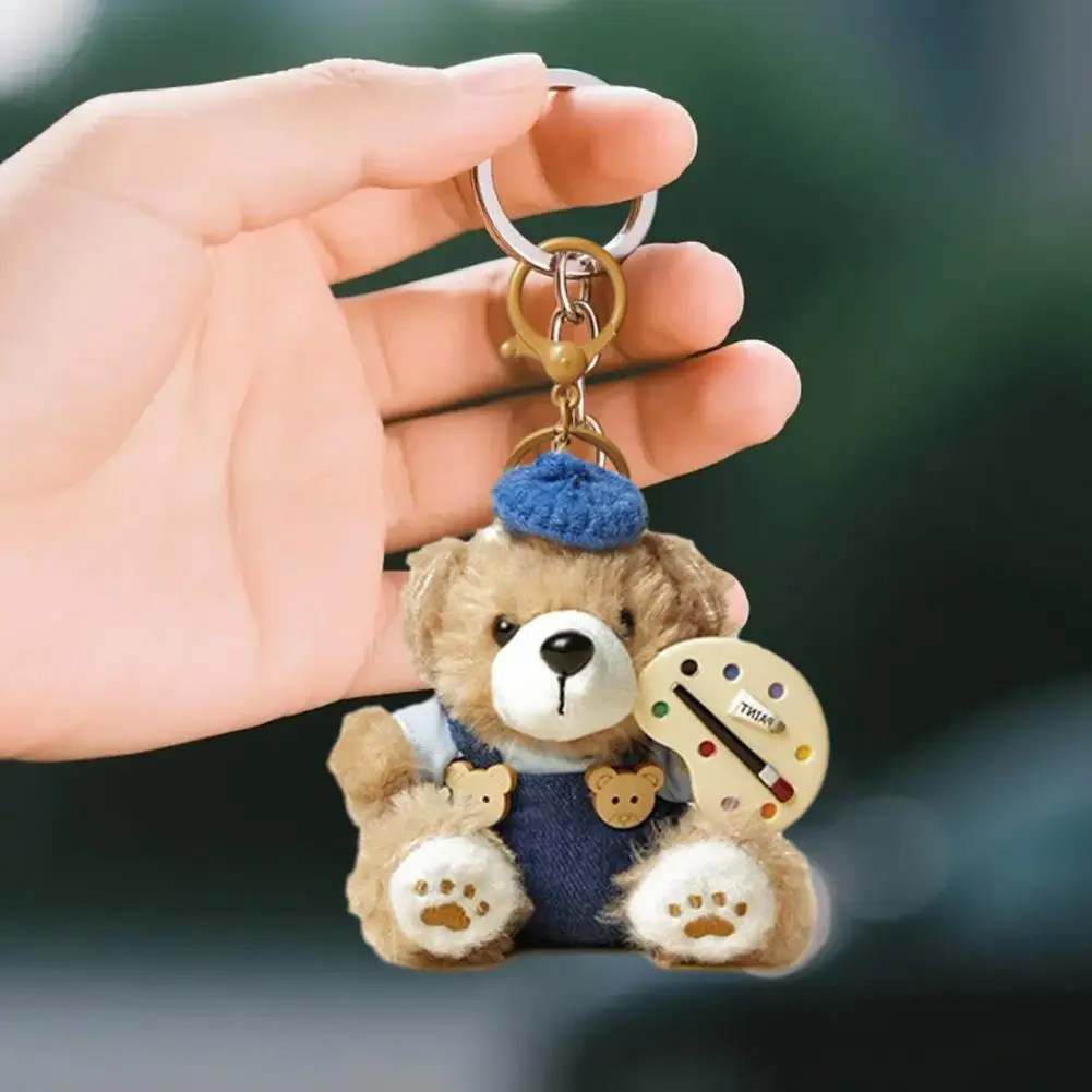 Soft Fabric Bear Charm Cute Plush Bear Keychain for Women Stuffed Bag Charm Teddy Bear Accessory for Handbags Backpacks Purses