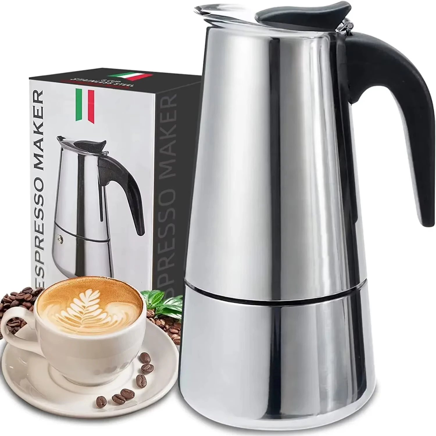 4/6/9 xícaras Moka Coffee Maker Espresso Latte Percolator Fogão - Amazon Title Expert