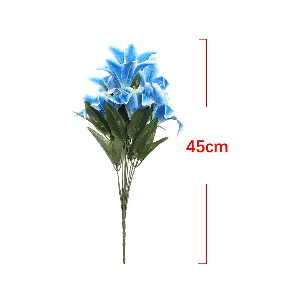 10 Heads Hot High Quality Colorful Fake Lilies Lilies Bouquet Wedding Decor Artificial Flowers