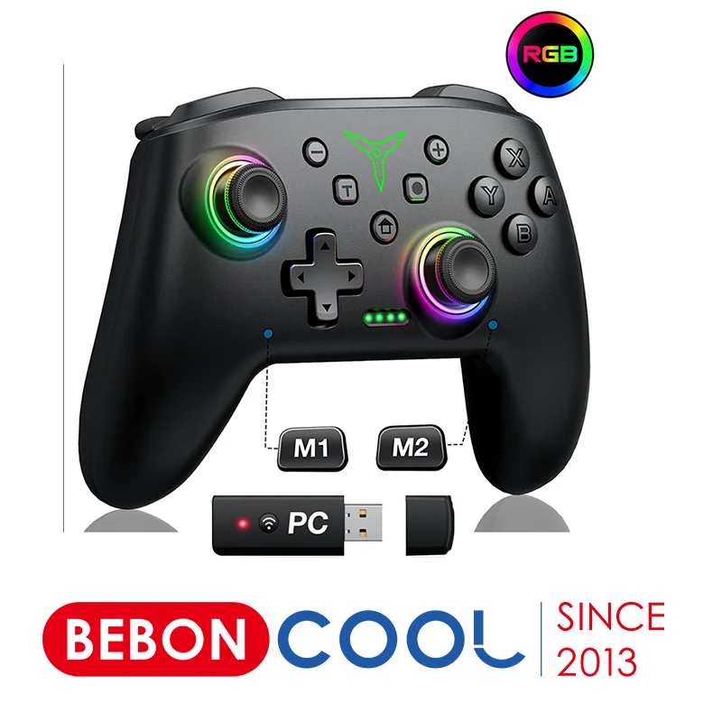 Wireless Controller For Switch/Switch OLED/Switch Lite/Mobile/PC RGB Multi-Function Gamepad 6-Axis Gyro Dual Motor Vibration