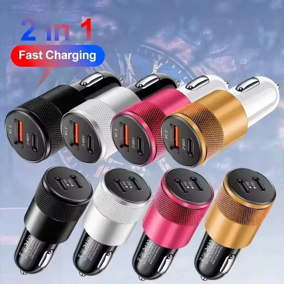 

3.1A USB Car Charger Type C Fast Charging Phone Adapter For Xiaomi Huawei PD Phone Charger Adapter Socket Cigarette Lighter