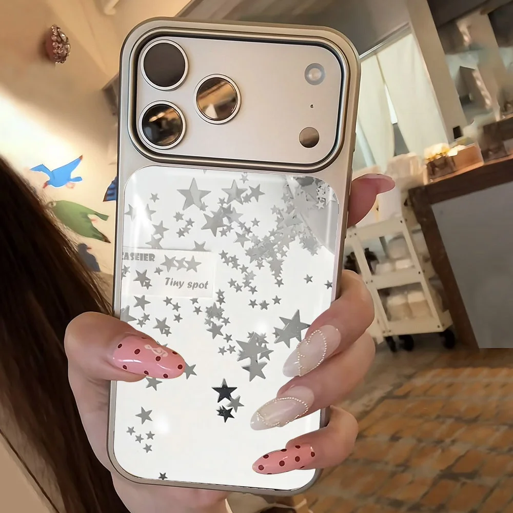 

Gentle Unique Silver Star Electroplated Drop Glue Phone Case For iPhone 16 15 14 13 12 11 17 Pro Max 16 15 13 Pro 17 Air Cover