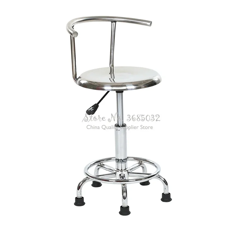 Taburete de dentista de acero inoxidable, silla elevadora duradera de fábrica, asiento de taller antiestático, diseño de rueda universal de espuma PU