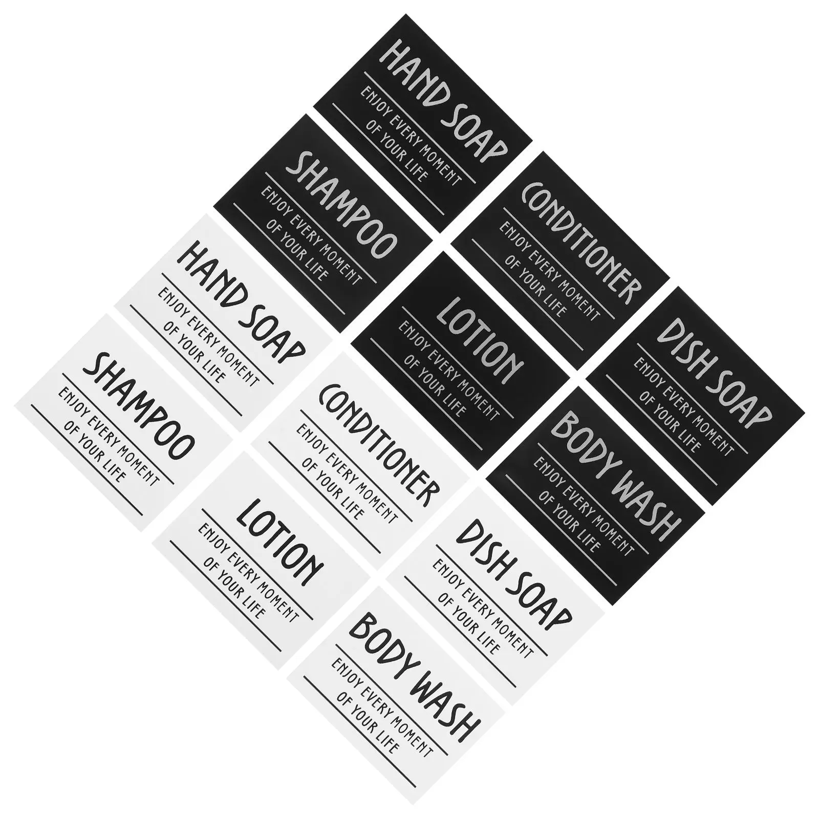 12PCS 욕실 레이블 스티커 방수 자체 접착 ganizer 로션 디스펜서 H 비누 접시 워시 컨테이너 여행 크기 유리