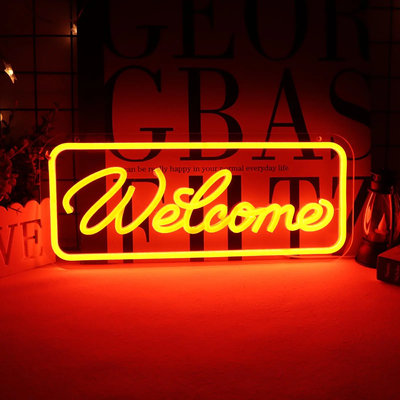 

Welcome Neon Sign for Wall Decor，LED Neon Lights for Living Room，birthday、Halloween Christmas