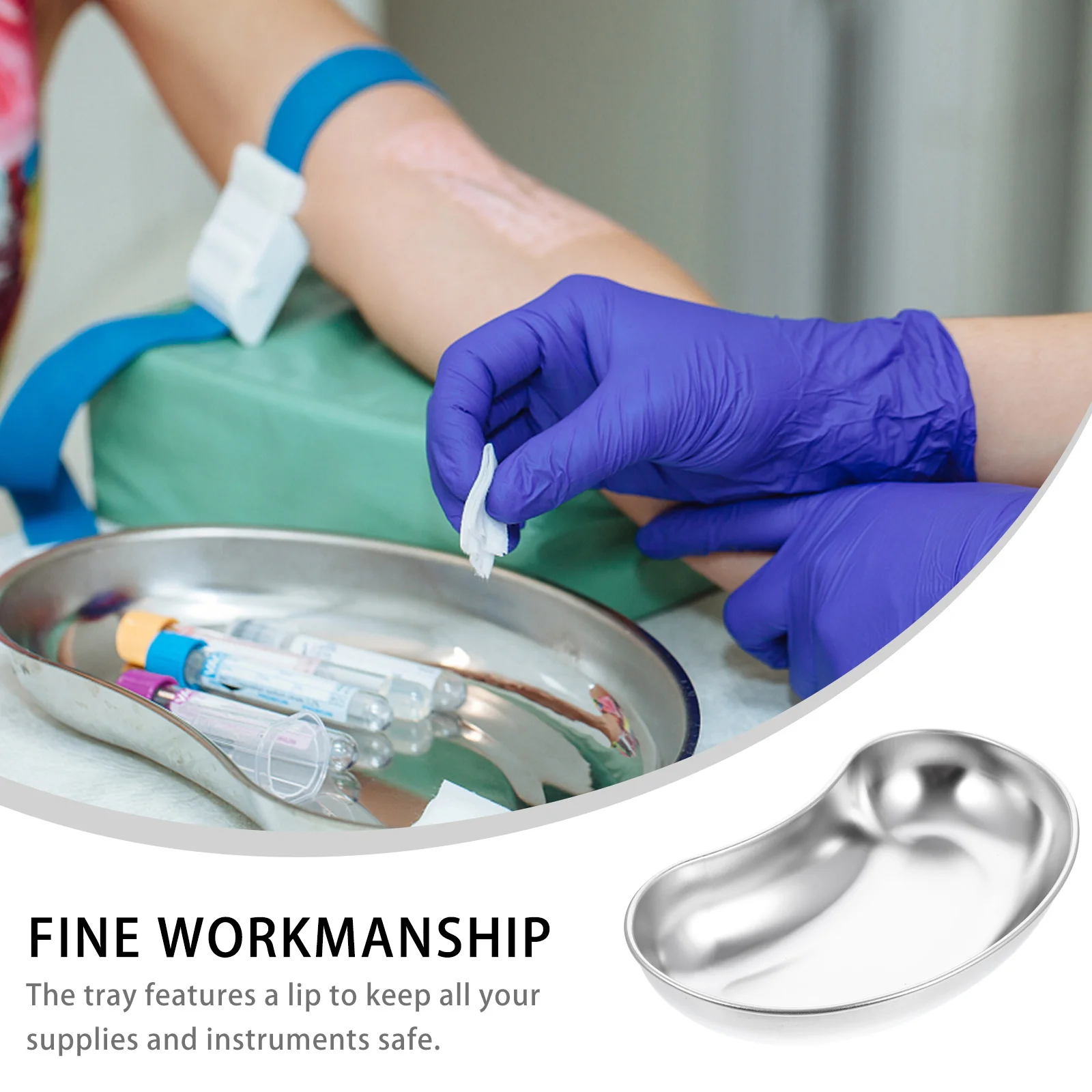 Anti-iodine Stainless Steel Curved Plate Hand Tool Tray Container Clinical Kidney Trays Instrument Surgical