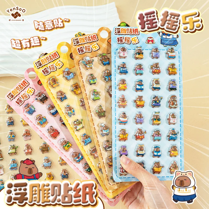 Cartoon Capybara 3D Adesivo gelatina trasparente Adesivi decorativi in cristallo Custodie per telefoni fai da te per bambini Scatola di cancelleria fai da te Regalo per bambini