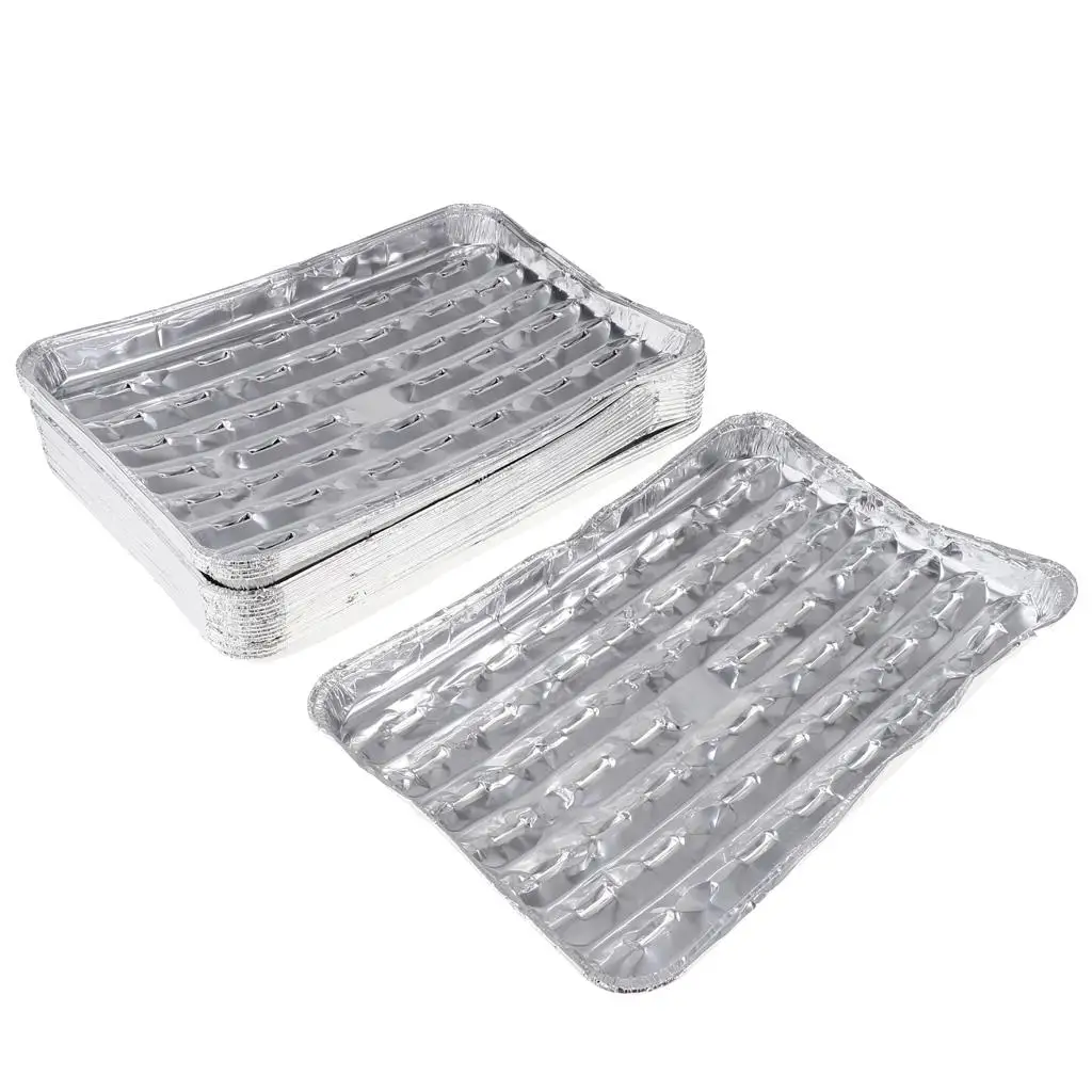 Aluminum Foil Barbecue Grilling Trays 20pcs Recyclable Roasting Pans Outdoor BBQ Tool for Meat Sea Food Vege Barbecue Grill
