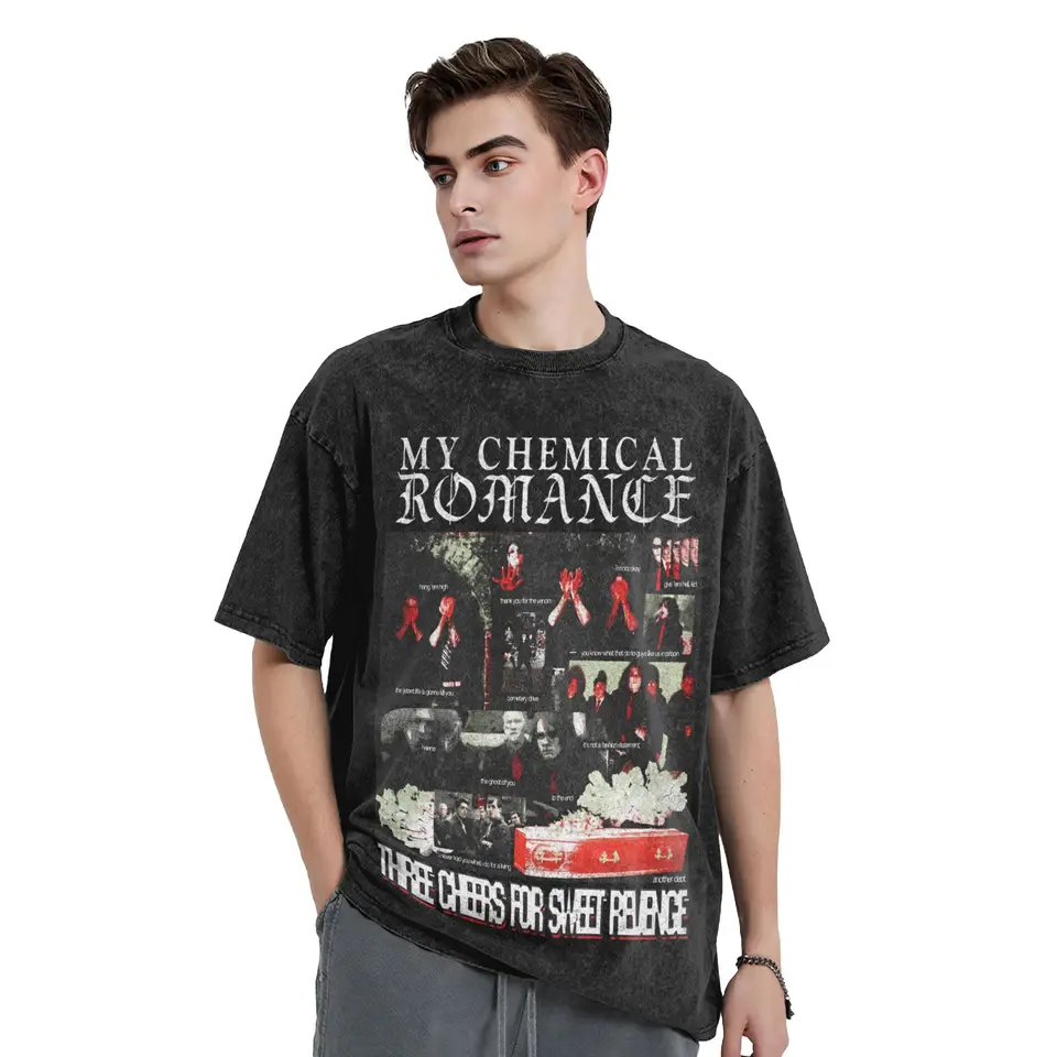 Couple T-Shirt Mcr Band Punk Rock Washed T Shirts Novelty My